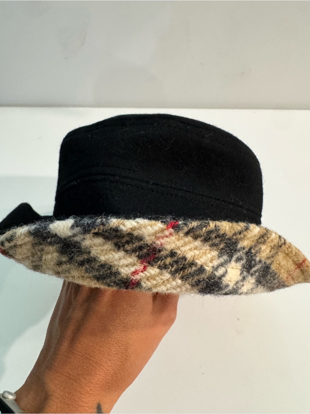 Kids Burberry Hat with Plaid Brim